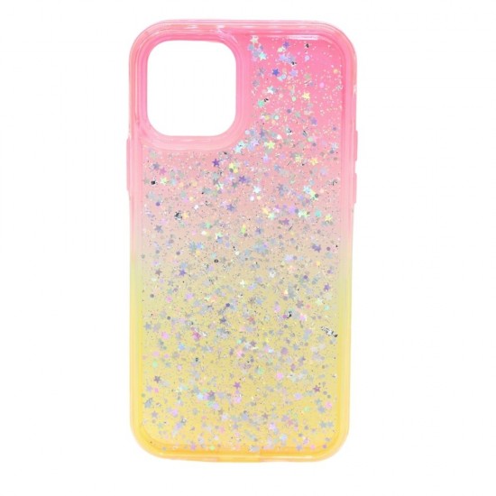 2-in-1 Colorful Glitter Case for iPhone 12 Pro Max- Pink & Yellow