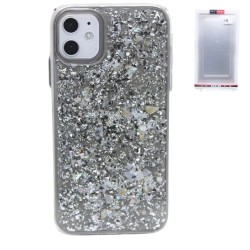 Glitter Leaves with retail packaging case for iPhone 12/12 Pro- Silver