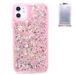 Glitter Leaves with retail packaging case for iPhone 11- Pink
