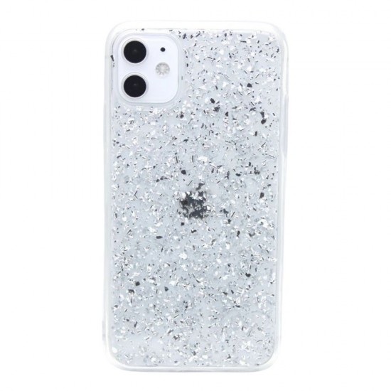 Glitter Leaves case for  iPhone 12/12 pro - Silver