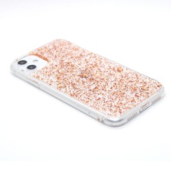 Glitter Leaves case for iPhone 11- Rose Gold