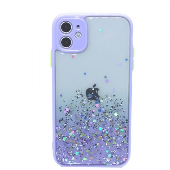 Purple Border Case with glitter iPhone 11