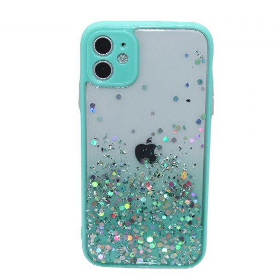 Teal Border Case with glitter iPhone 12/12 pro