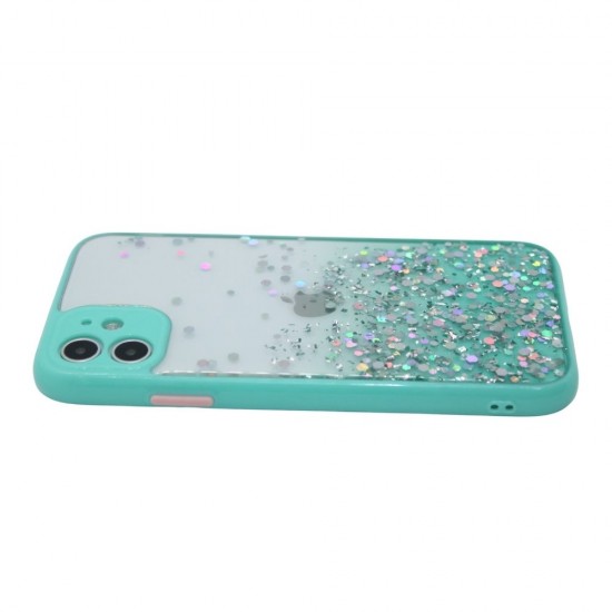 Teal Border Case with glitter iPhone 12/12 pro