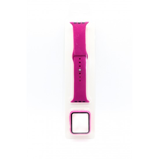 iWatch Soft Silicone Band With TPU Case 44 MM Hot Pink 