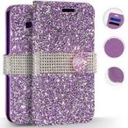 J7 2018 Full Diamond Wallet- Purple