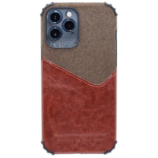 Leather design case for iPhone 12 Pro Max- Brown