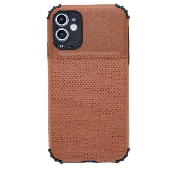 Leather design case for iPhone 11- Brown