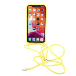 Silicone case with Neck Strap for iPhone 12/12 pro - Yellow