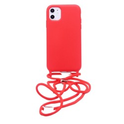 Silicone case with Neck Strap for iPhone 11 - Red
