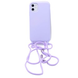 Silicone case with Neck Strap for iPhone 12/12 pro- Purple