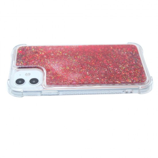 TPU Clear Glitter Case For iPhone 11R- Red
