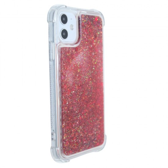 TPU Clear Glitter Case For iPhone  11Pro Max - Red