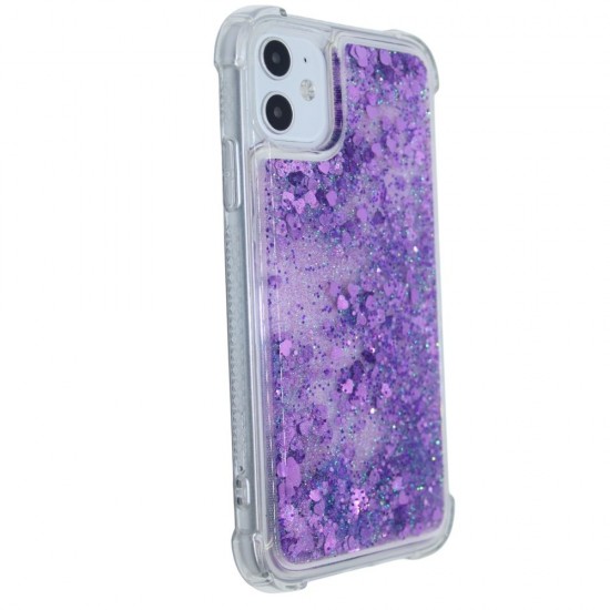 TPU Clear Glitter Case For iPhone 11R- Purple
