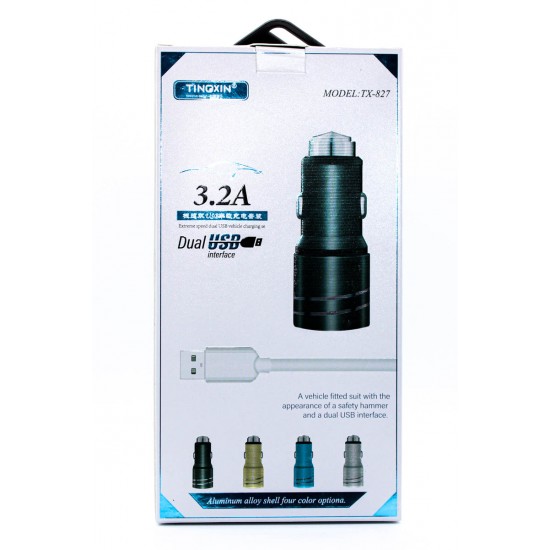 USB Car Charger Adapter Plug - Blue - Type C