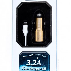 USB iPhone Car Charger Adapter Plug - Gold - Lightening 