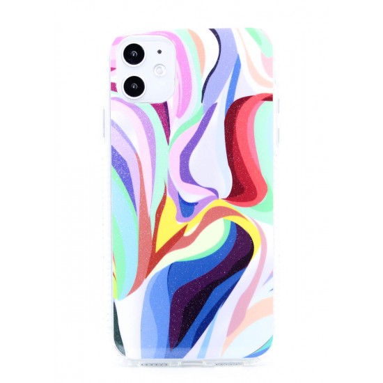 iPhone 12/12 Pro Marble Design Geometric Cover Multicolor