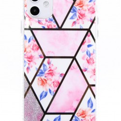 iPhone 12 Mini Marble Geometric Cover Pink Rose