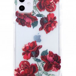 iPhone 11 Clear 2-in-1 Floral Design Case Red Rose 