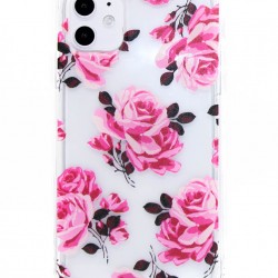 iPhone 11 Pro Max Clear 2-in-1 Flower Design Case Pink Roses 