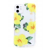 iPhone 11 Clear 2-in-1 Flower Design Case Yellow 