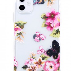 iPhone 11 Clear 2-in-1 Flower Design Transparent Case Pink 