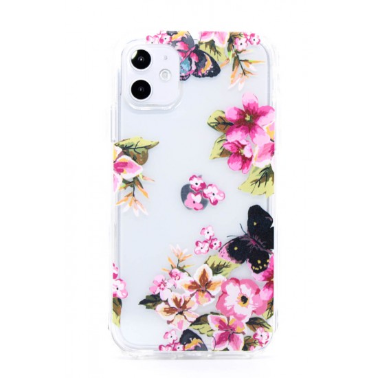 iPhone 12/12 Pro Clear 2-in-1 Flower Design Case Pink 