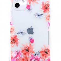 iPhone 11 Clear 2-in-1 Flower Design Case Red